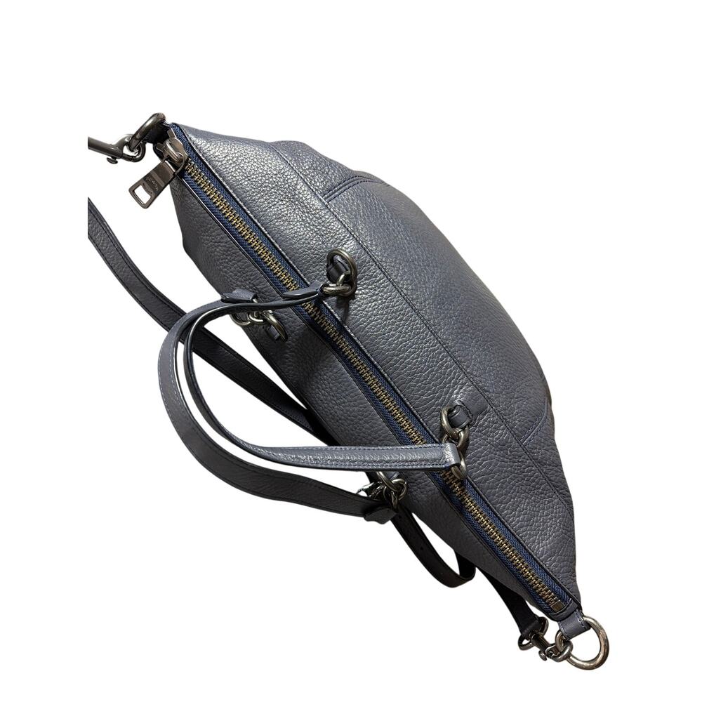 Coach F59325 Pebble Leather Lenox Satchel  Crossbody 2 Way Dark Navy Gray EUC - Picture 7 of 9